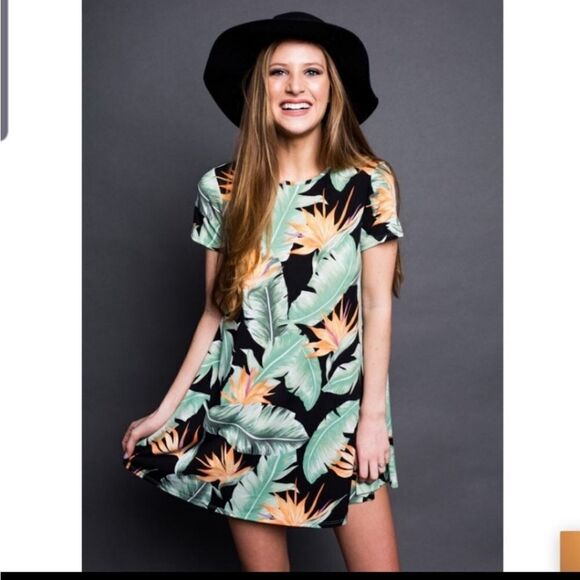 Show  me your mumu em palm print mini dress sz XS - Picture 2 of 6